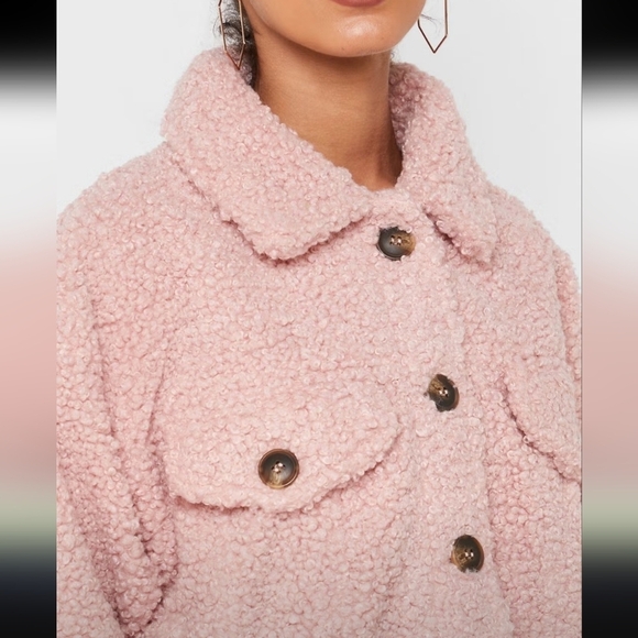 Teddy sherpa jacket forever 21 pink SZ S - Picture 3 of 8
